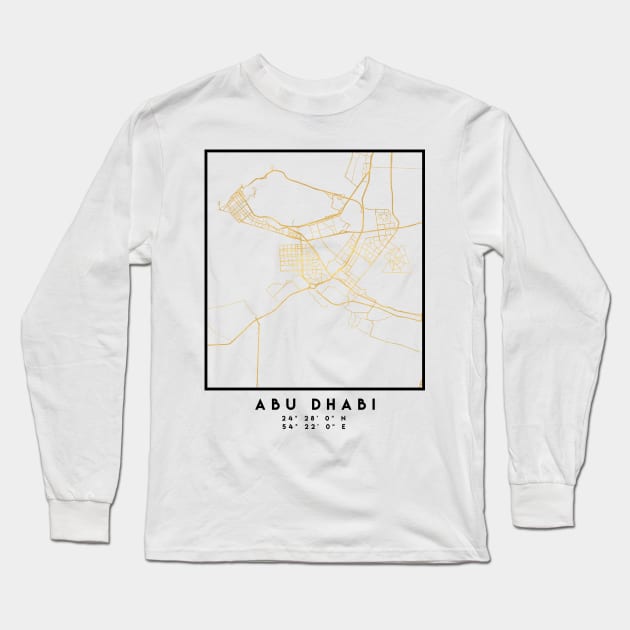 ABU DHABI CITY STREET MAP ART Long Sleeve T-Shirt by deificusArt